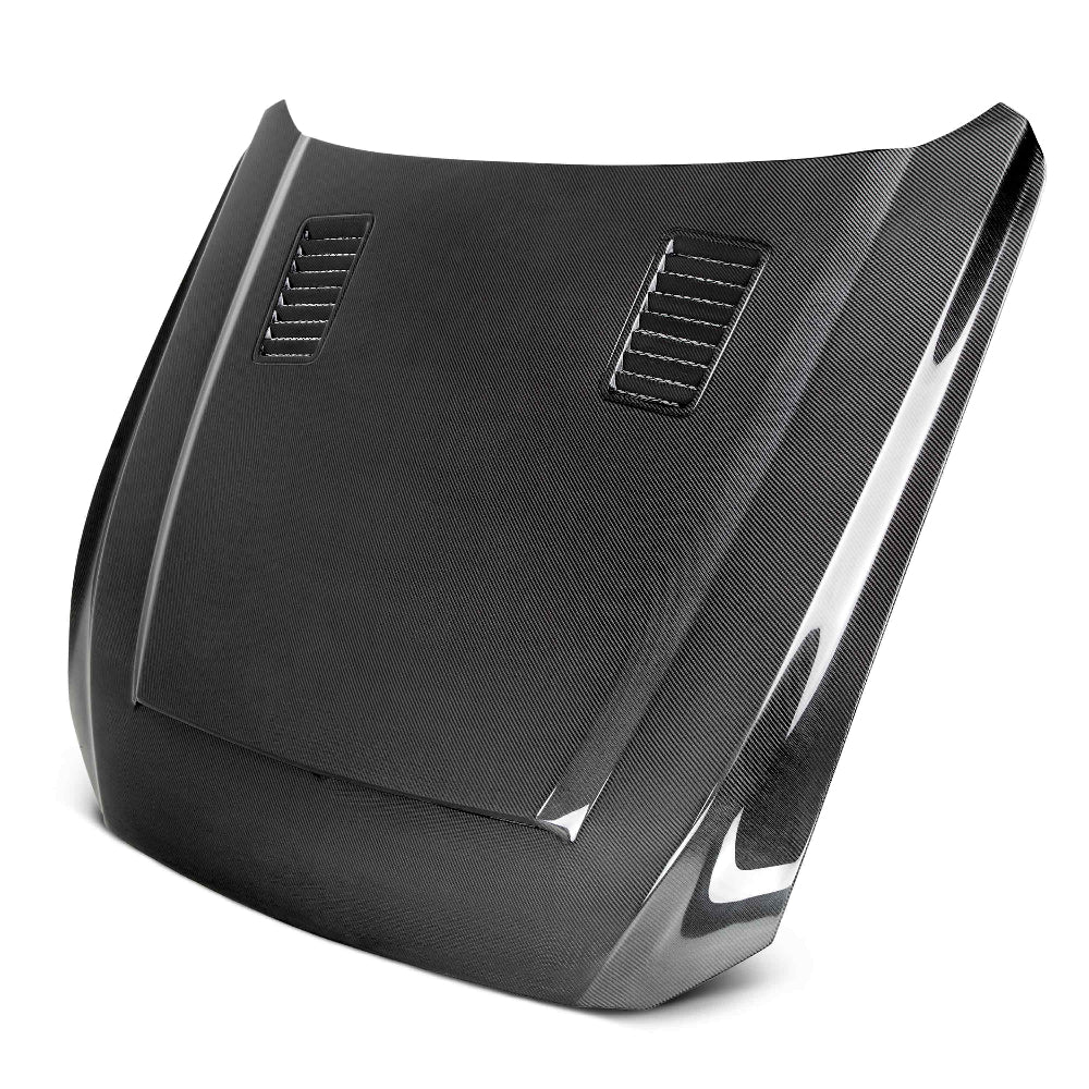Anderson Composites Type-SN Double Sided Carbon Fiber Hood – Front Angle View
