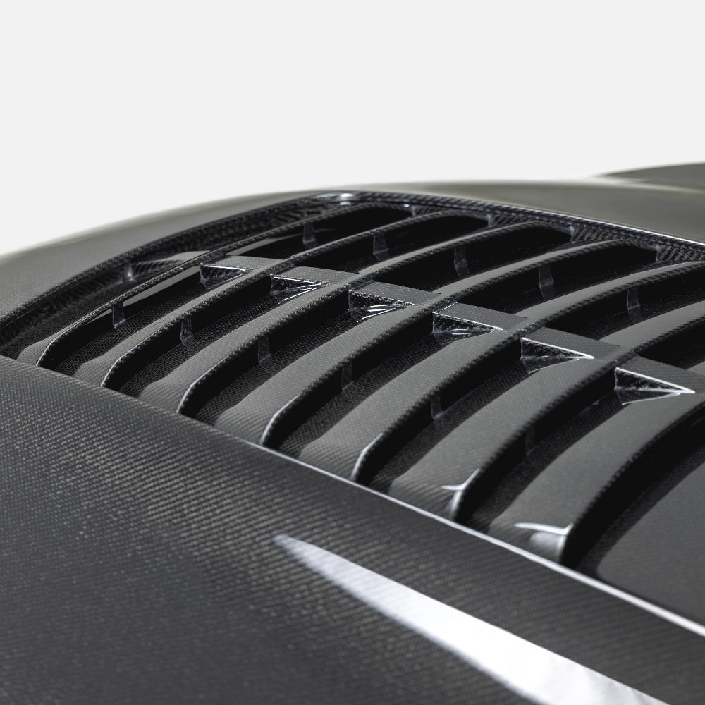 Installed Anderson Composites Type-GT5 Carbon Fiber Hood on Shelby GT350