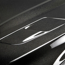 Load image into Gallery viewer, Close-up of 3K 2x2 twill carbon fiber weave on Anderson Composites Type-OE Hood