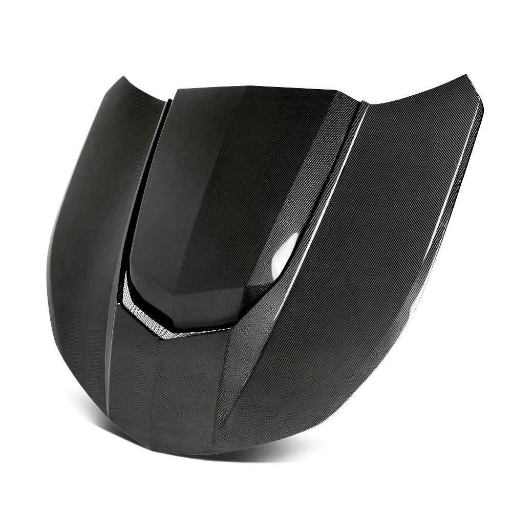 Front view of Anderson Composites 2016–2024 Camaro Type-AZ Carbon Fiber Hood