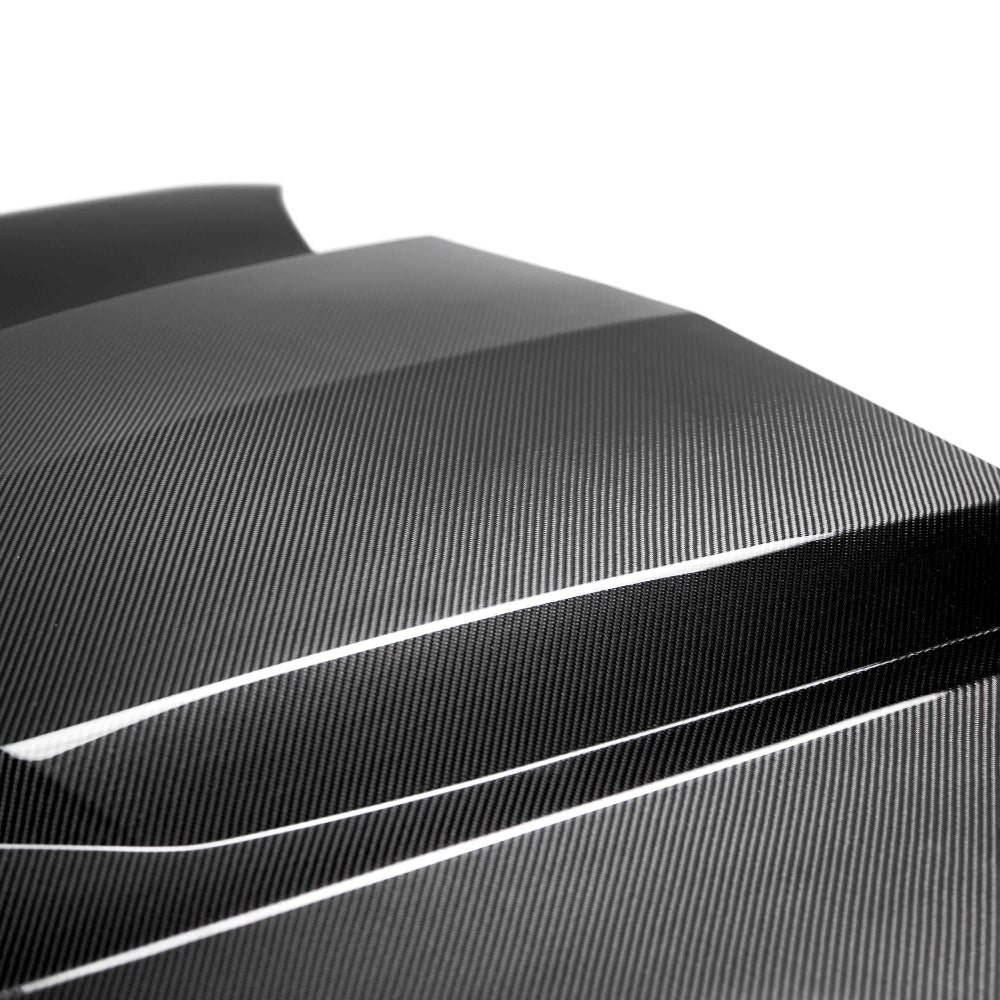 Close-up of 3K 2x2 carbon fiber weave on Camaro Type-AZ Hood