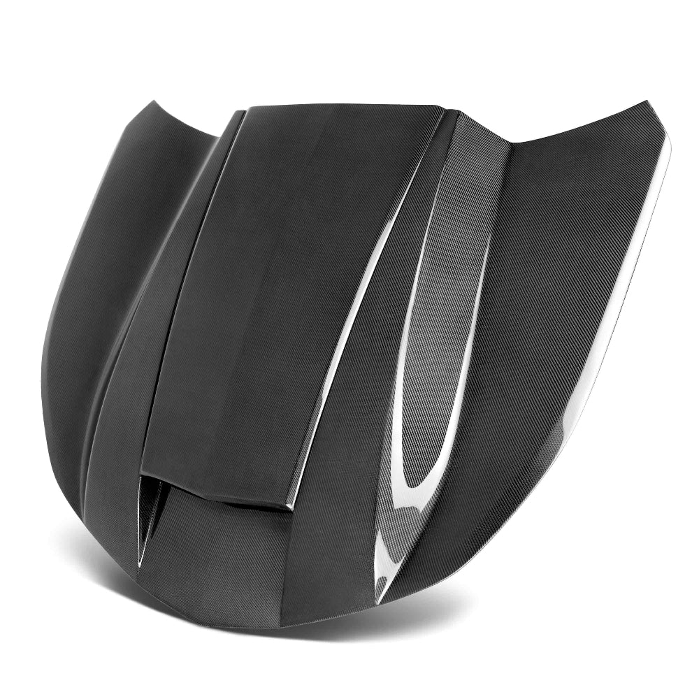 Anderson Composites 2016–2024 Chevy Camaro Double-Sided Carbon Fiber Hood Front View