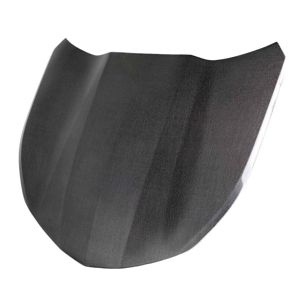 Front angle of Anderson Composites OE-style carbon fiber hood for 2016–2018 Chevy Camaro.