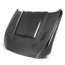 Load image into Gallery viewer, Front view of Anderson Composites Type-AB Ram Air carbon fiber hood for 2018–2023 Ford Mustang.