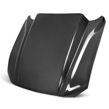 Load image into Gallery viewer, Front angle of Anderson Composites Type-CJ 4in carbon fiber cowl hood for 2018–2023 Ford Mustang.