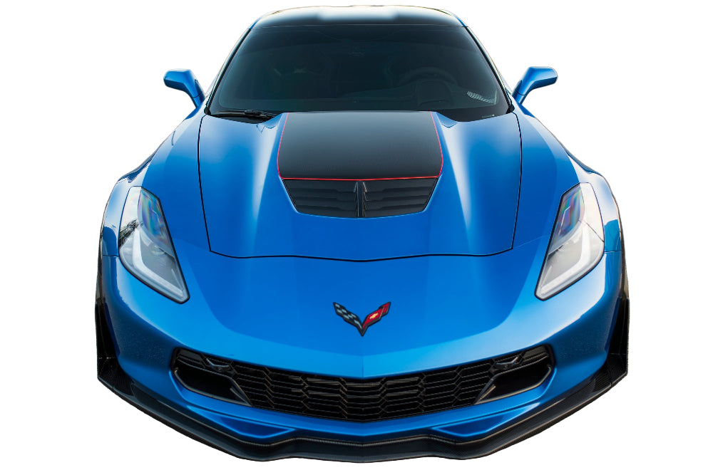 Anderson Composites Corvette C7 Z06 Carbon Fiber Hood Vent – installed front view