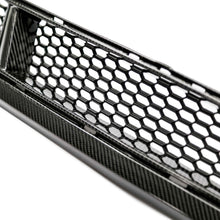 Load image into Gallery viewer, Rear mounting view showing OE-style fitment tabs on the carbon fiber lower grille