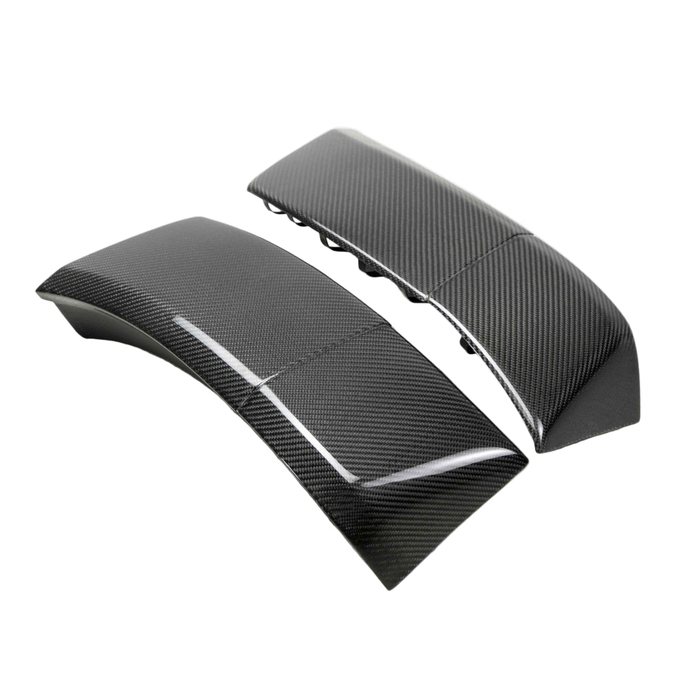 Rear view of Anderson Composites carbon fiber rear fender flare extensions for Dodge Demon and Hellcat Widebody.