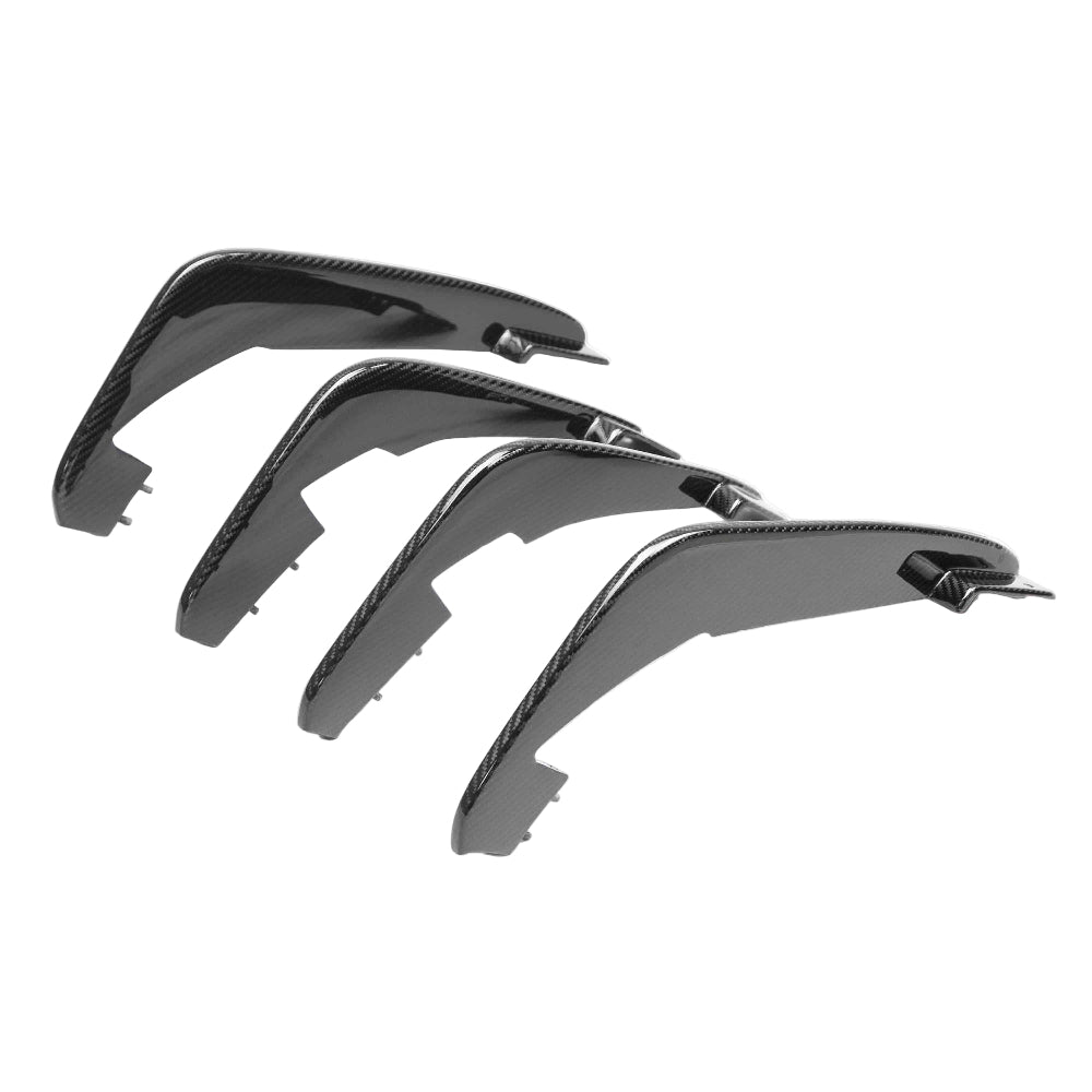 Side profile showing contour and aerodynamic shape of Anderson Composites C8 Corvette carbon fiber diffuser fins.