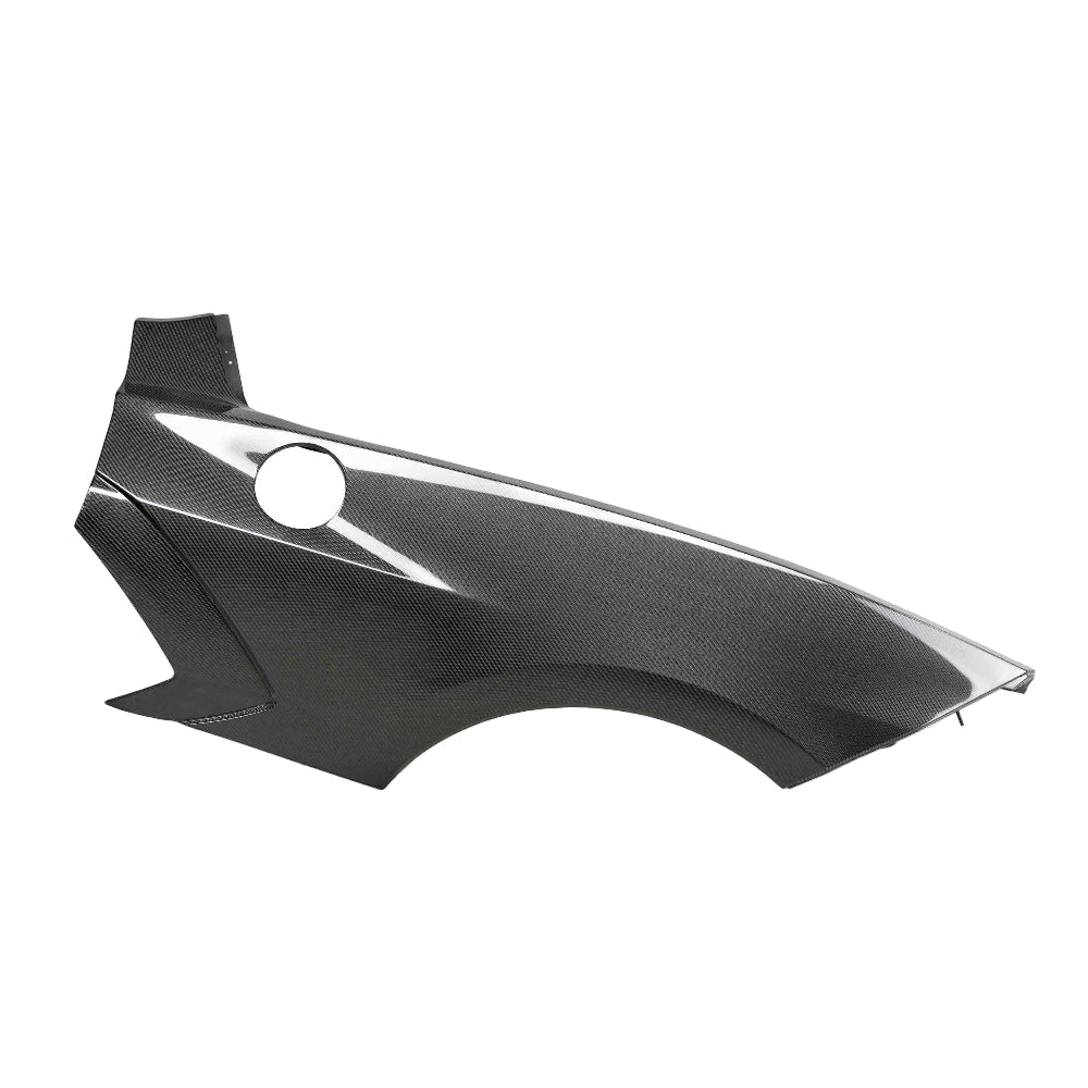 Front three-quarter angle of Anderson Composites C8 Corvette carbon fiber rear fender