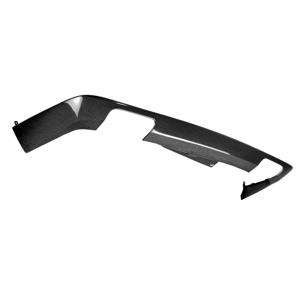 Front angle view of Anderson Composites 2008–2014 Dodge Challenger carbon fiber rear valance