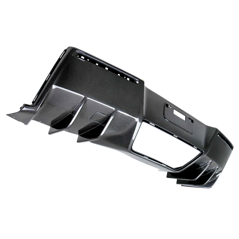 Front angle view of Anderson Composites C7 Corvette carbon fiber rear diffuser