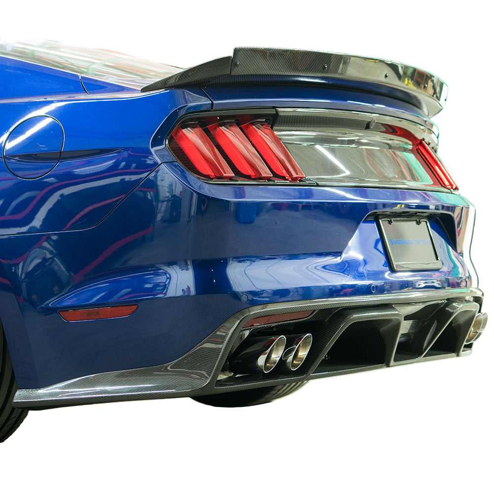 ANDAC-RL15FDMU-GR-Anderson Composites 2015-2017 Ford Mustang R-Style Carbon Fiber Rear Valance (for Quad Tip Exhaust)