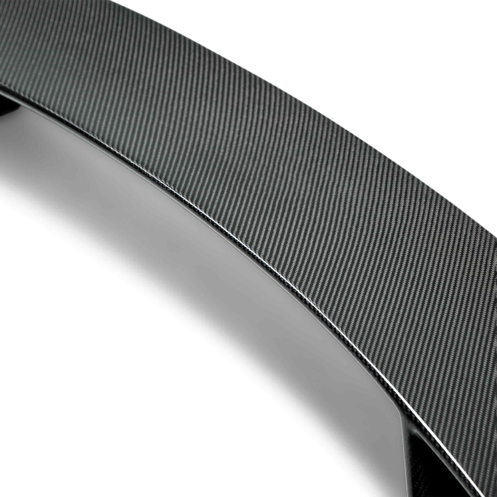 Close-up of carbon fiber weave and surface finish