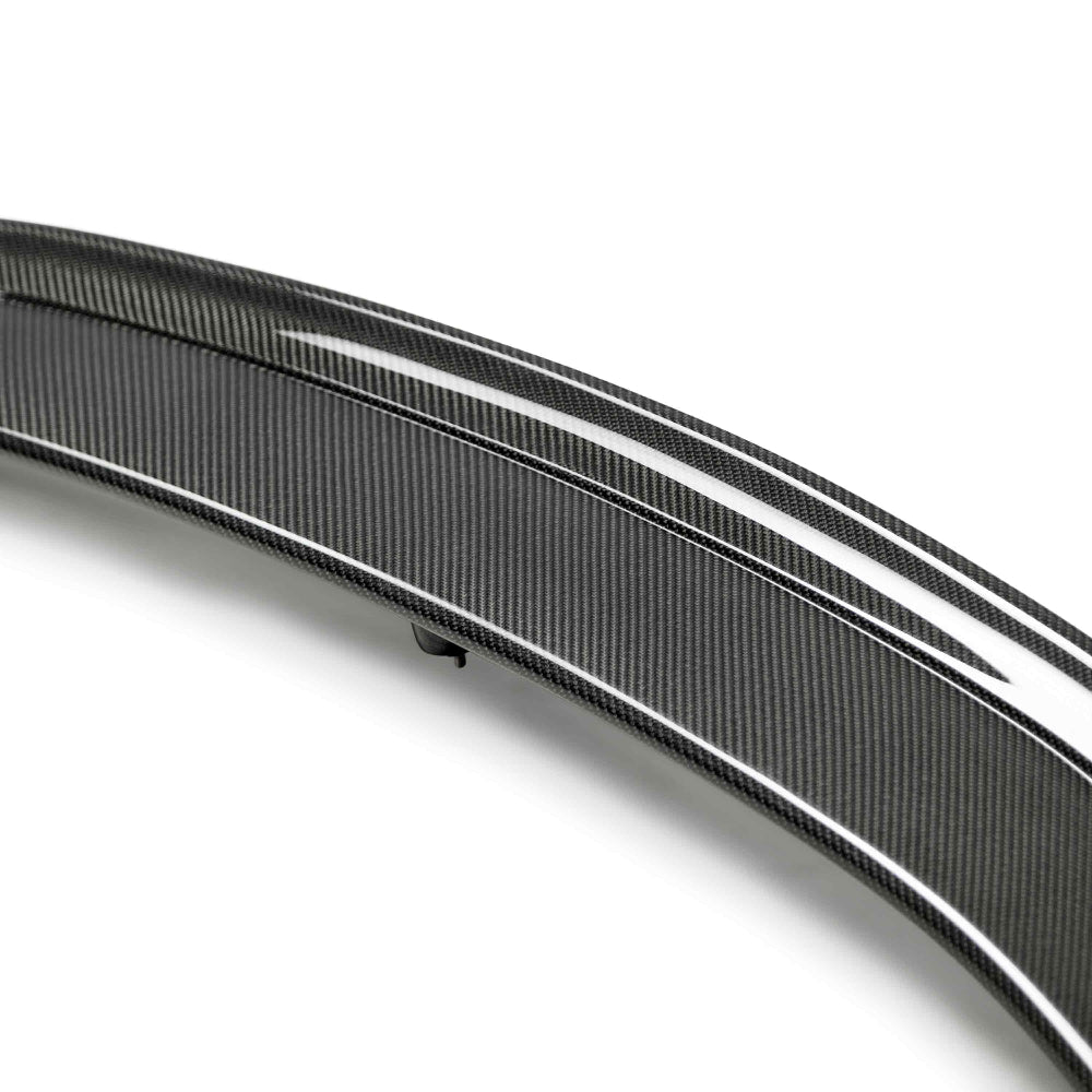 Close-up showing mounting and carbon weave finish