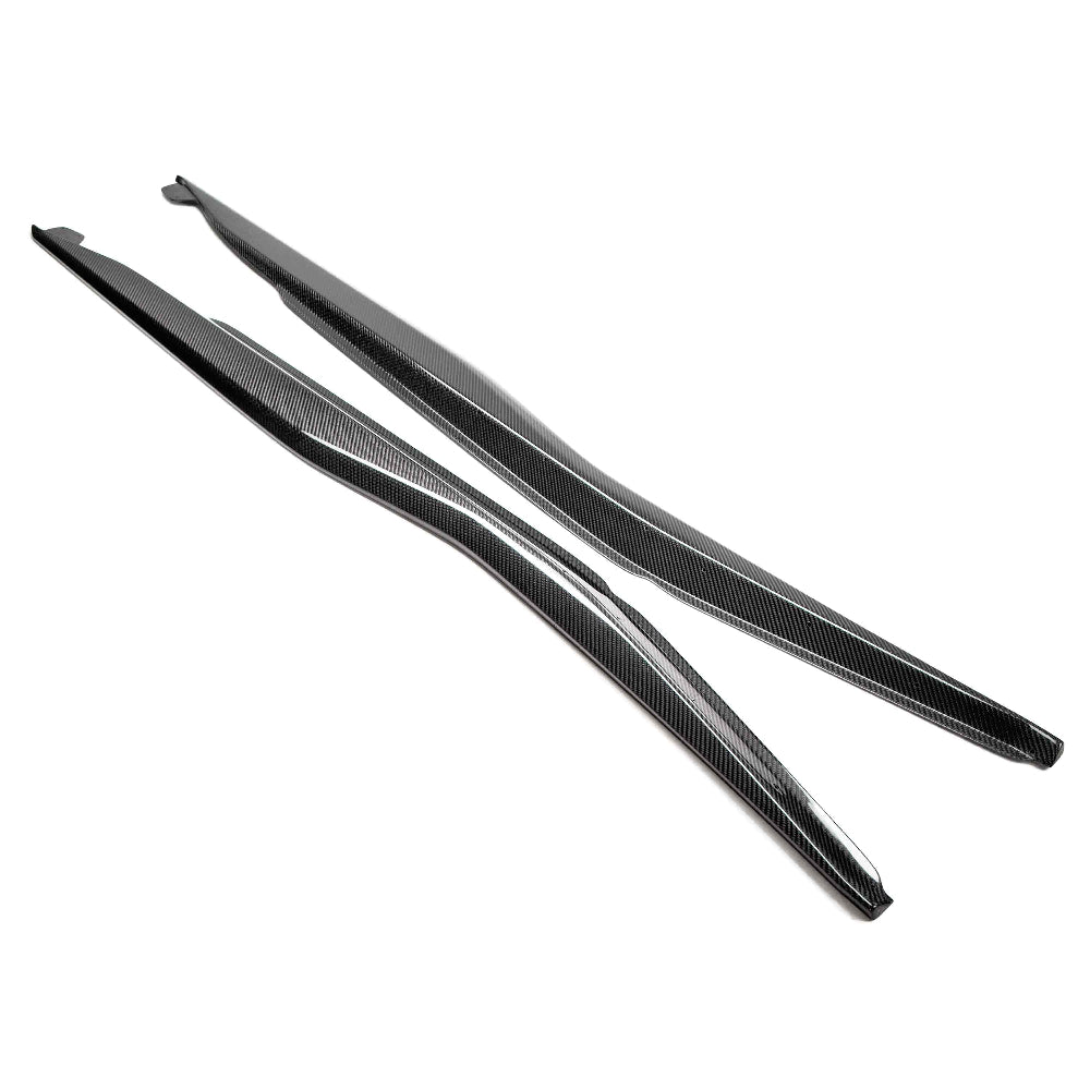 Anderson Composites carbon fiber rocker panel splitters for 2014–2019 Chevrolet Corvette C7 Z06 — side view installed.