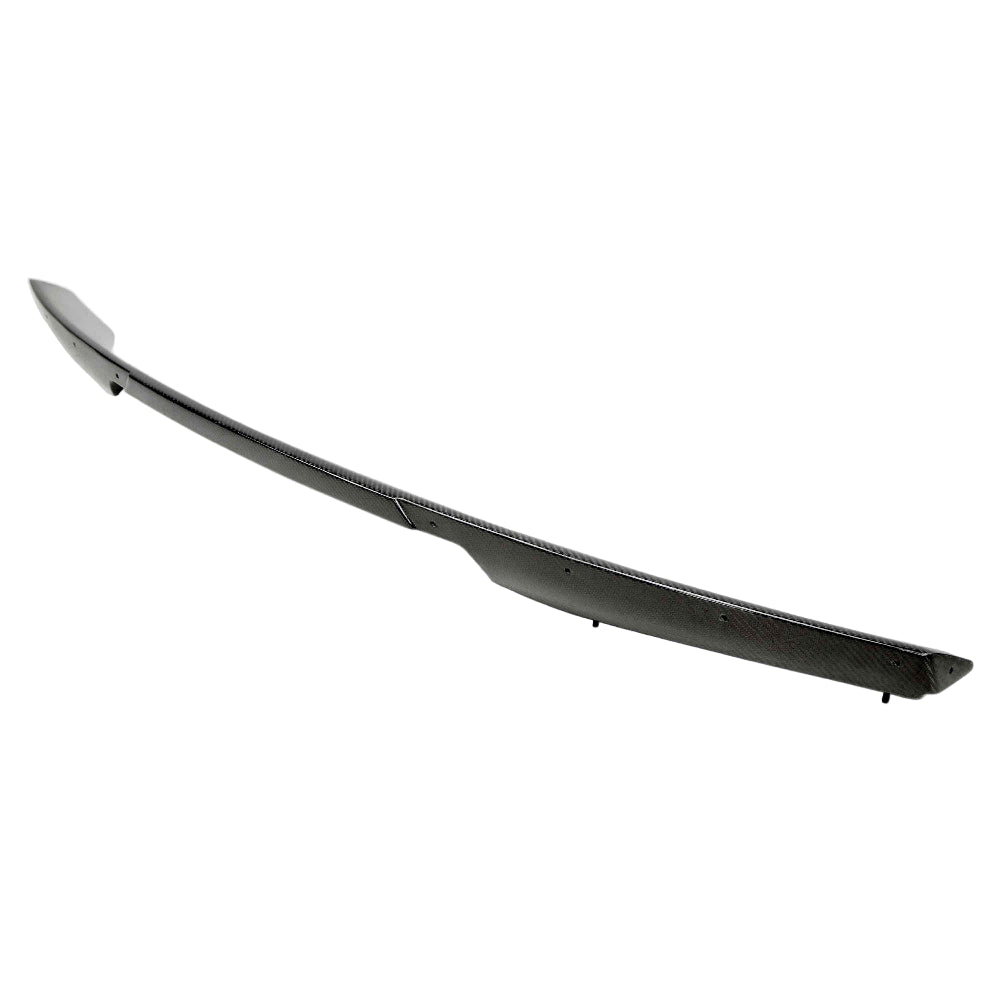 Carbon fiber rear spoiler – side angle and contour details 