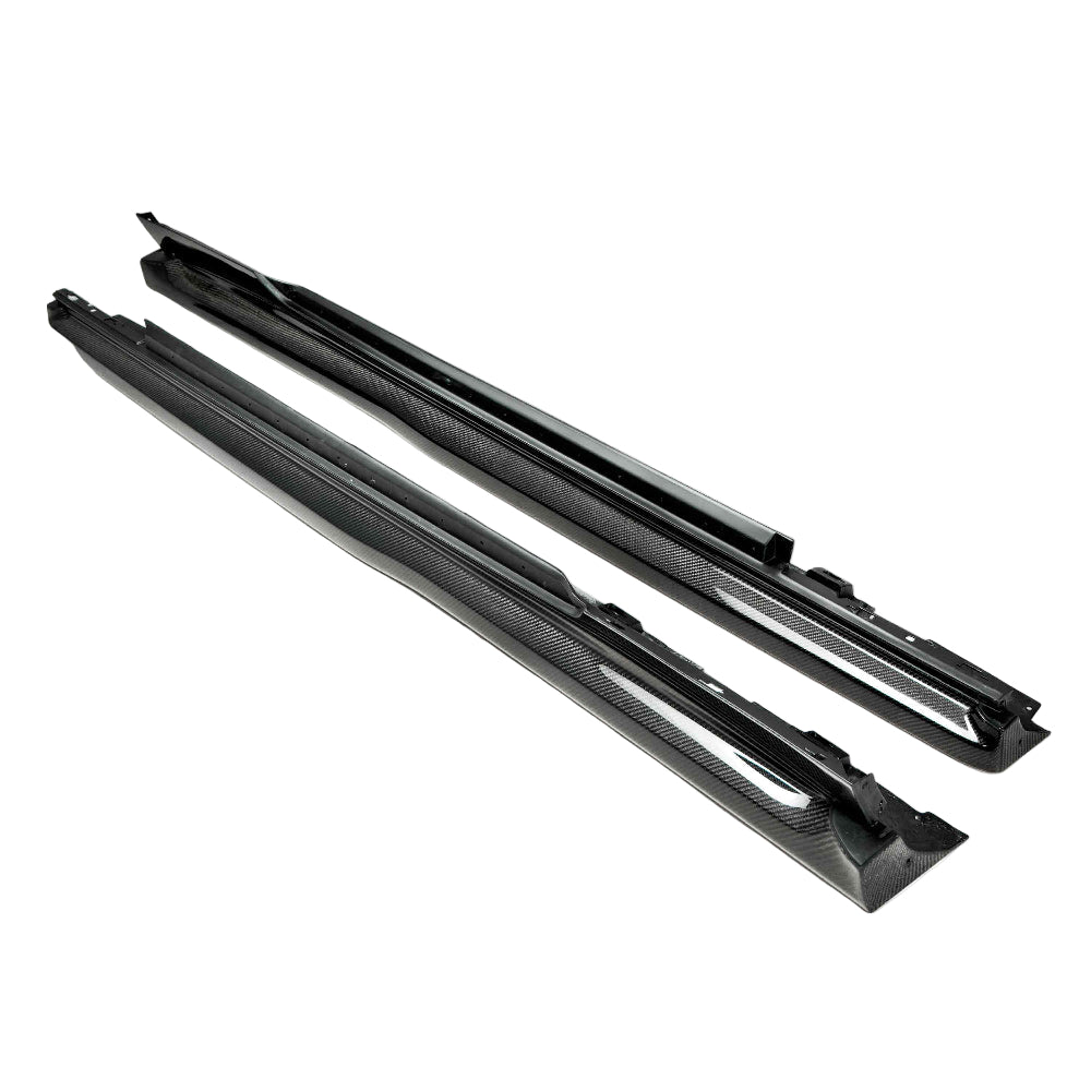 Anderson Composites Type-Z28 carbon fiber rocker panel splitters for 2014–2015 Chevrolet Camaro — side view with Z/28 fitment.