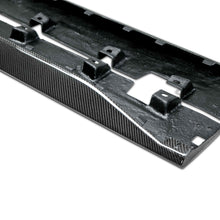 Load image into Gallery viewer, Pair of Type-OE carbon fiber rocker splitters laid flat to display curvature and precision-fit edges.