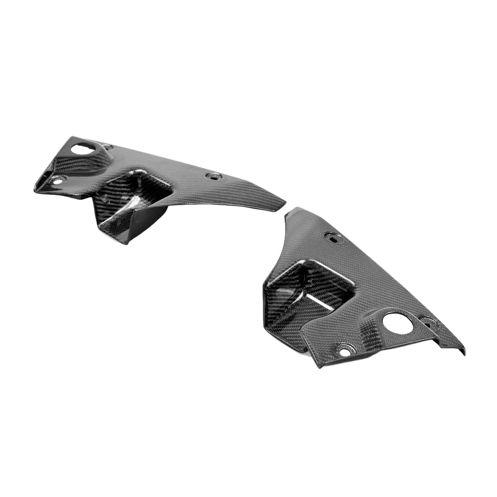 Front angle showing Anderson Composites Carbon Fiber Decklid Interior Cover pair for 2010–2015 Chevrolet Camaro in gloss 3K 2x2 weave.