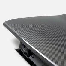 Load image into Gallery viewer, Close-up showcasing weave pattern and UV-protected clear coat of the carbon decklid.