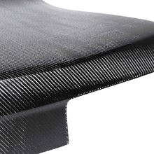 Load image into Gallery viewer, Close-up detailing the vacuum-infused 3K 2x2 carbon fiber weave and high-gloss surface finish.