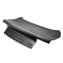 Load image into Gallery viewer, Anderson Composites Type-OE Dry Carbon Decklid for 2015–2023 Ford Mustang — front angle showing autoclave-cured 3K twill carbon finish.