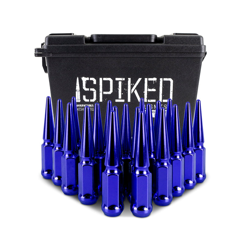 MISMMLG-SP1215-20BL-Mishimoto Steel Spiked Lug Nuts M12x1.5 20pc Set - Blue-Lug Nuts-Mishimoto