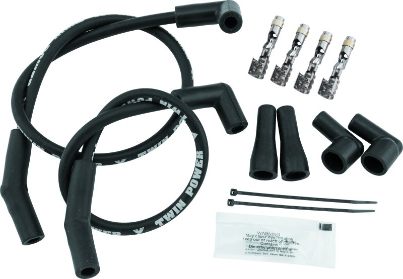TWP110116-Twin Power Universal Custom Fit Black Ignition Wire Set-Spark Plug Wire Sets-TwinPower