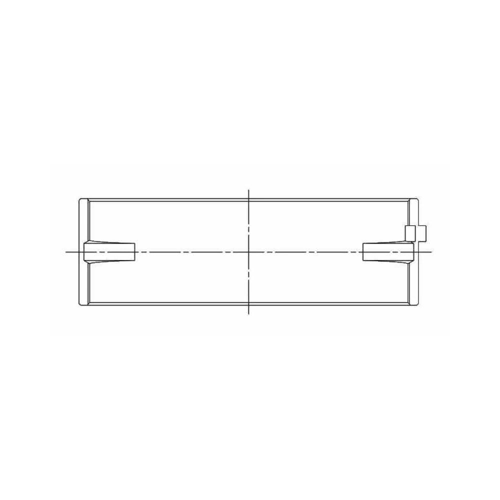 ACL engine bearing-shell profile drawing — shell shape and oil-hole layout