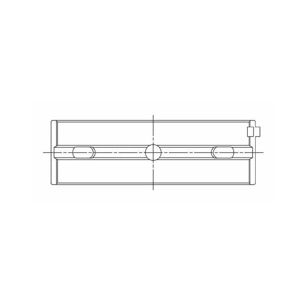 ACL engine bearing-shell profile drawing — shell shape and oil-hole layout