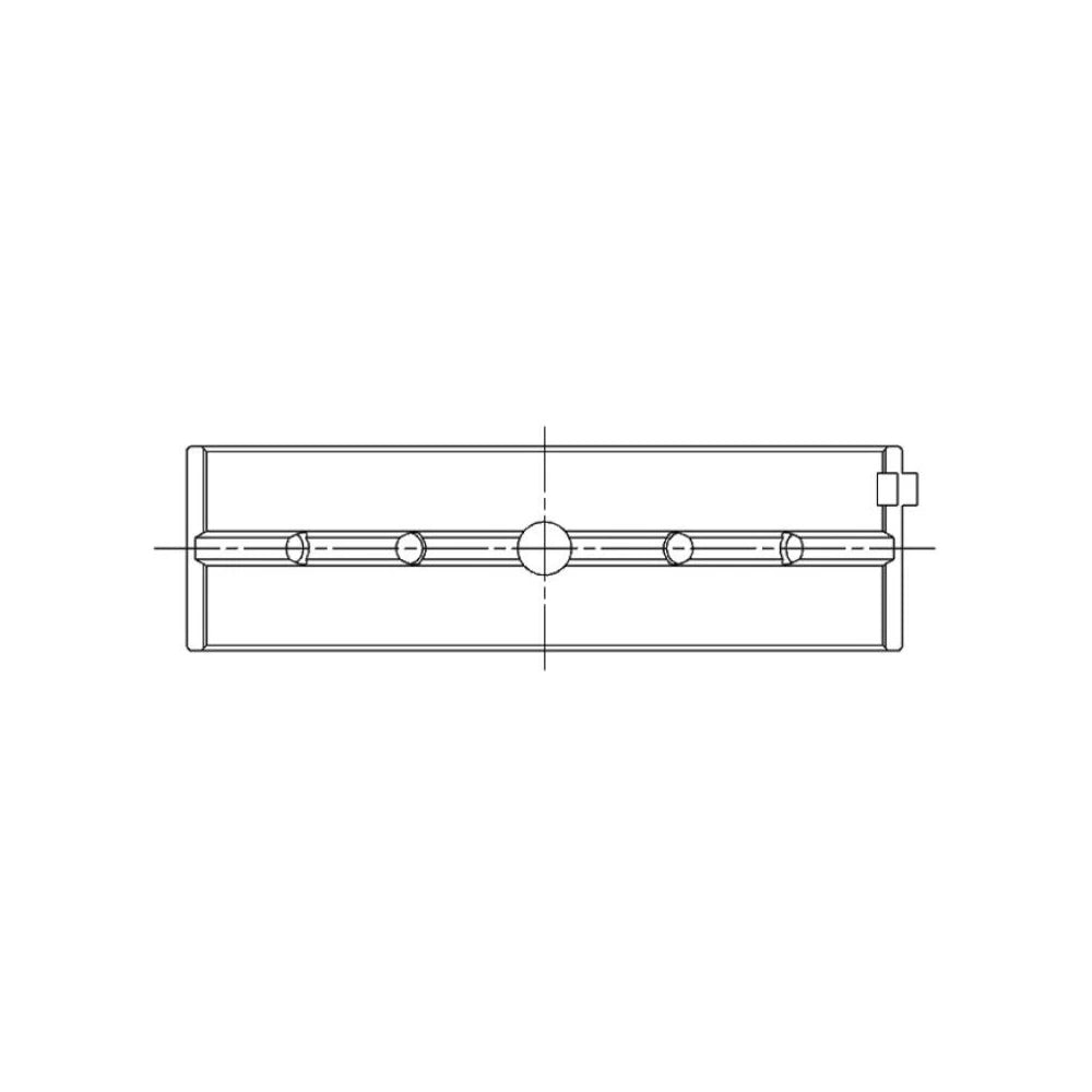 ACL engine bearing-shell profile drawing — shell shape and oil-hole layout