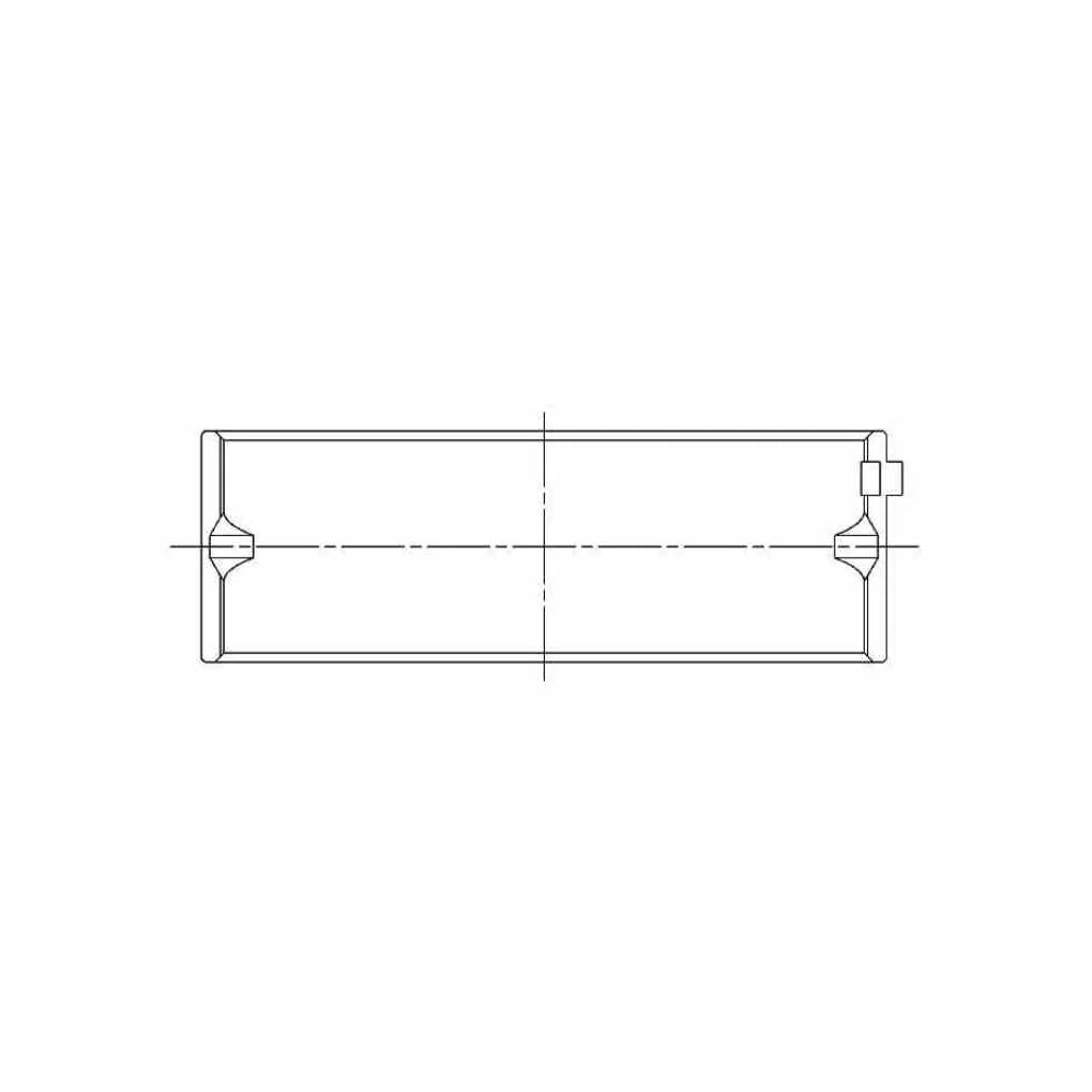 ACL engine bearing-shell profile drawing — shell shape and oil-hole layout