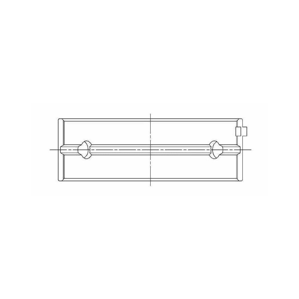 ACL engine bearing-shell profile drawing — shell shape and oil-hole layout