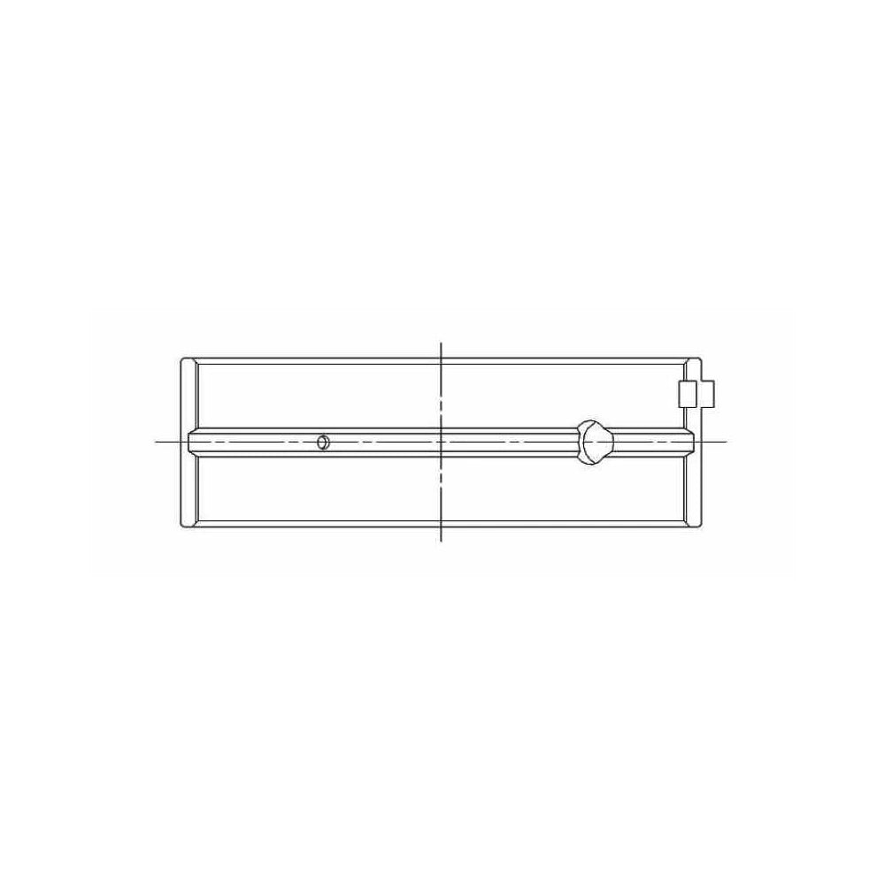 ACL engine bearing-shell profile drawing — shell shape and oil-hole layout