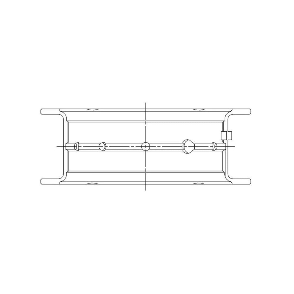 ACL engine bearing-shell profile drawing — shell shape and oil-hole layout