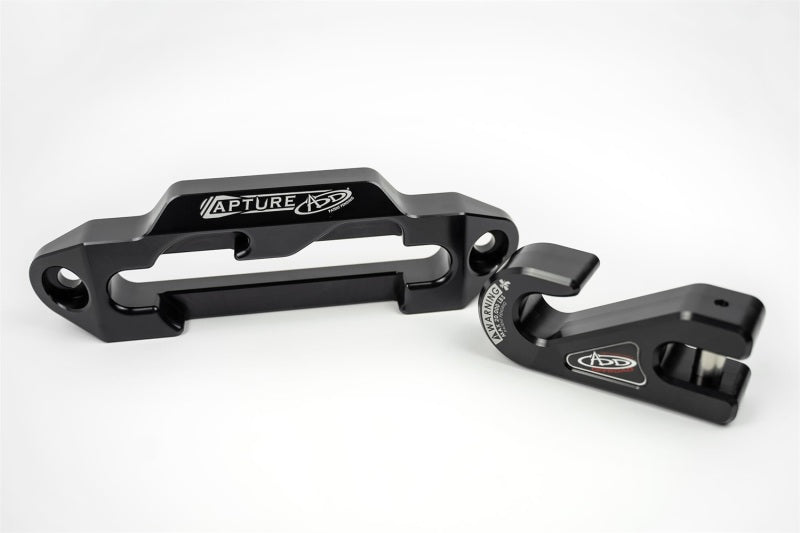 Addictive Desert Designs 1-5/16in Winch Fairlead Plate w/ Recessed Round End Hook - Black - Black Ops Auto Works