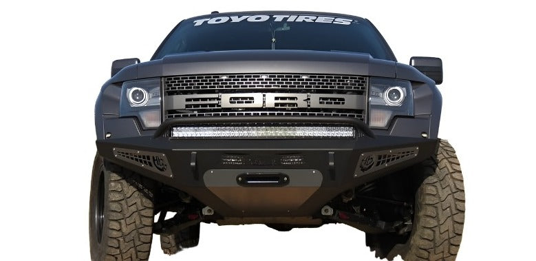Addictive Desert Designs 10-14 Ford F-150 Raptor HoneyBadger Front Bumper w/ Winch Mount - Black Ops Auto Works
