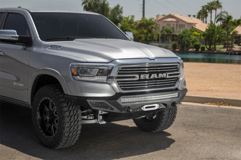 Addictive Desert Designs 19 Ram 1500 Stealth Fighter Front Bumper w/ Winch Mount & Sensor Cut Outs - Black Ops Auto Works