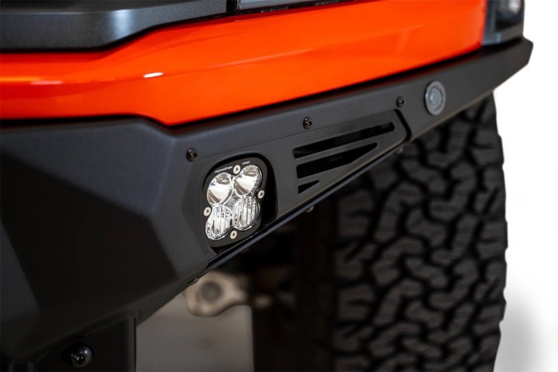 Addictive Desert Designs 2021+ Ford Raptor Bomber Front Bumper w/ 3 Baja Designs LP6 Light Mounts - Black Ops Auto Works