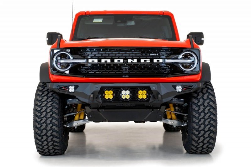 Addictive Desert Designs 21-22 Ford Bronco Bomber Front Bumper (w/ 3 Baja Designs LP4 Mounts) - Black Ops Auto Works
