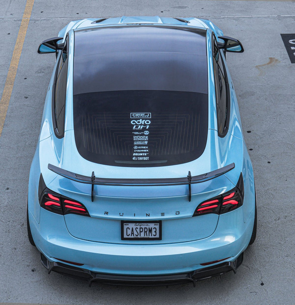 ADRO Tesla Model 3 AT-S Carbon Fiber Swan Neck Wing - Black Ops Auto Works