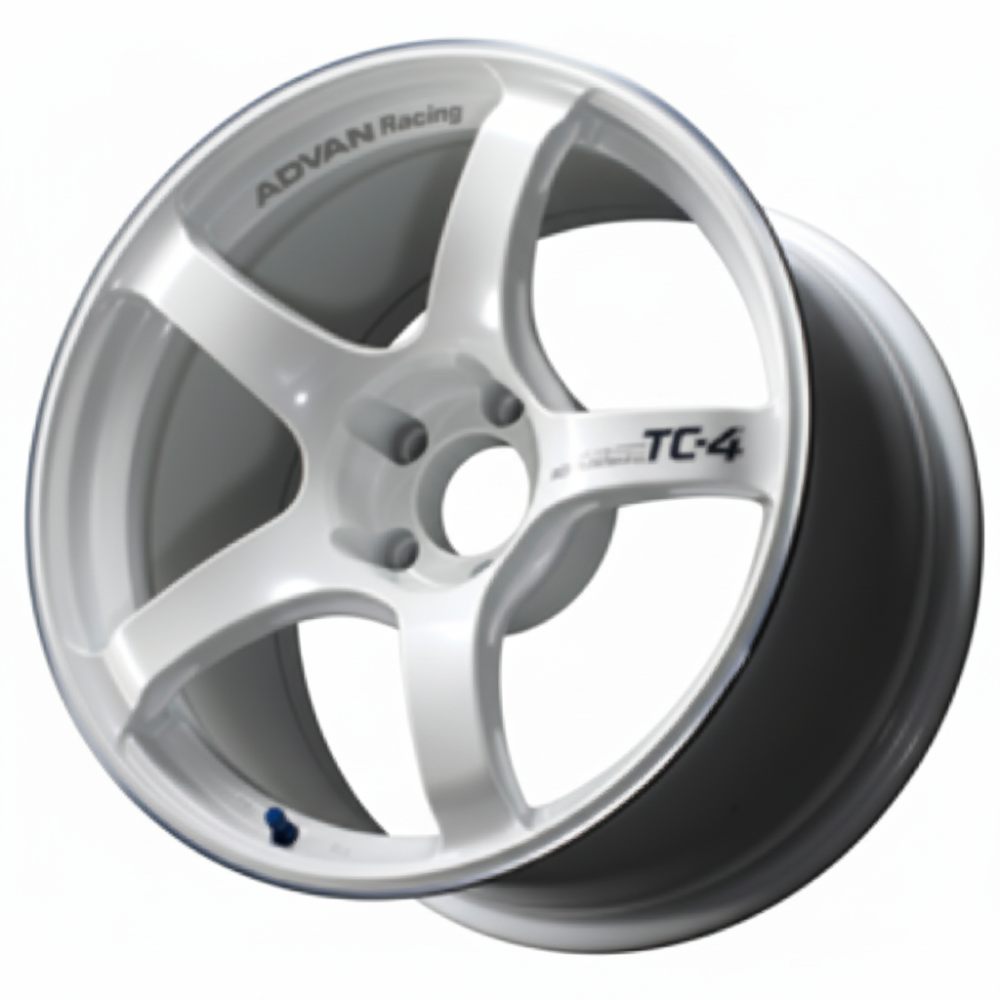 Advan TC4 17x8.0 +38 5-114.3 Racing White Metallic & Ring Wheel - Advan AVNYAD7G38EWMR