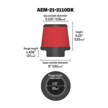 Load image into Gallery viewer, AEM 3.25 inch DRY Flow Short Neck 5 inch Element Filter Replacement - AEM Induction 21-2110DK