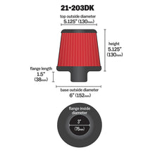 Load image into Gallery viewer, AEM 3 inch Short Neck 5 inch Element Filter Replacement - AEM Induction 21-203DK