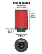Load image into Gallery viewer, AEM 3 inch Short Neck 8 inch Element Filter Replacement - Black Ops Auto Works