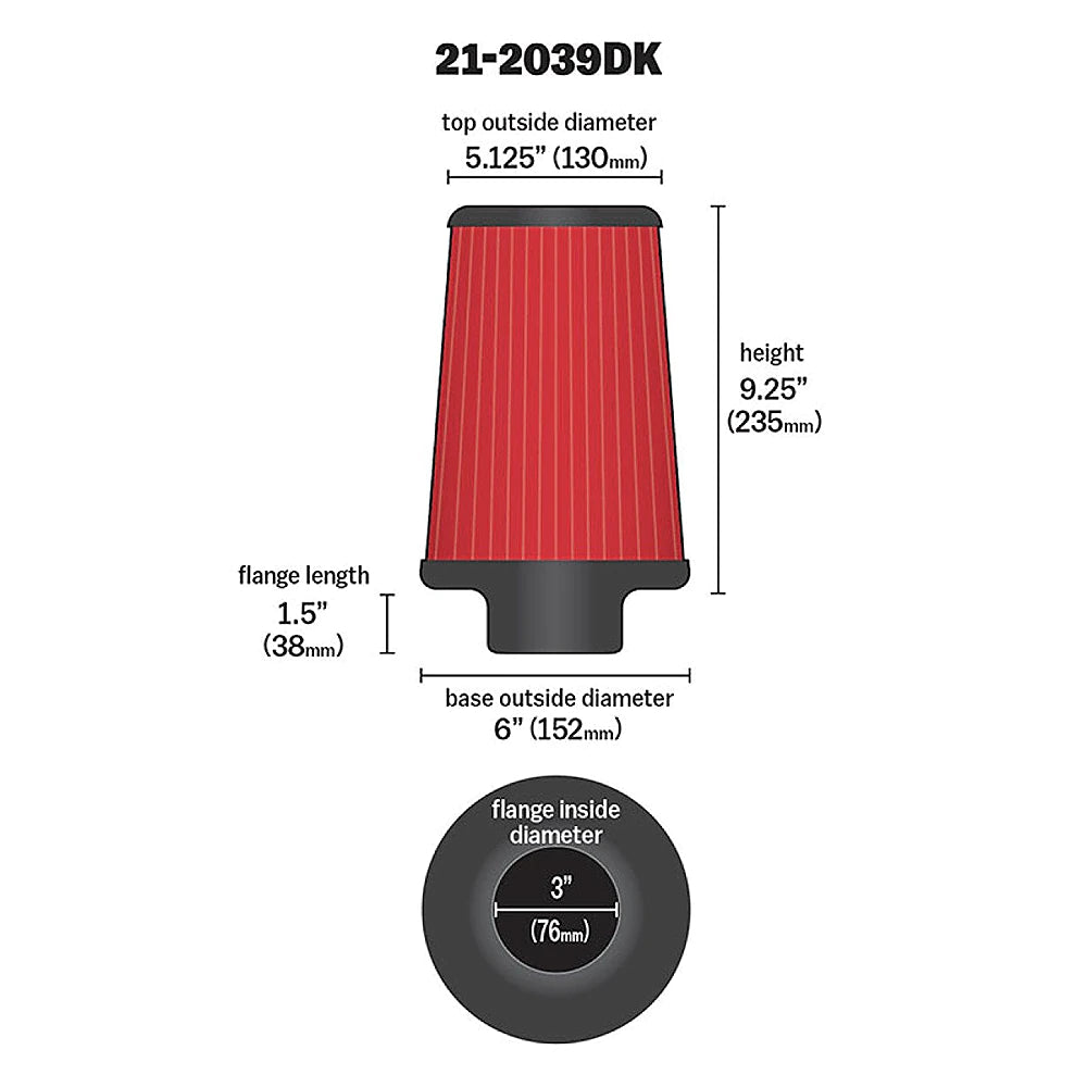 AEM 3 inch x 9 inch DryFlow Air Filter - AEM Induction 21-2039DK