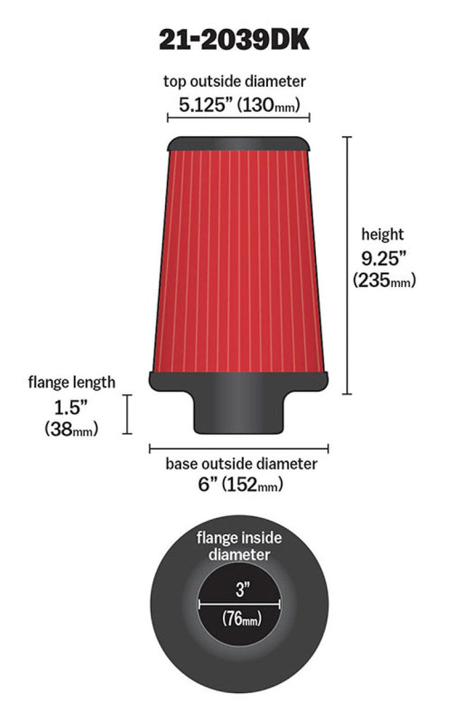 AEM 3 inch x 9 inch DryFlow Air Filter - Black Ops Auto Works