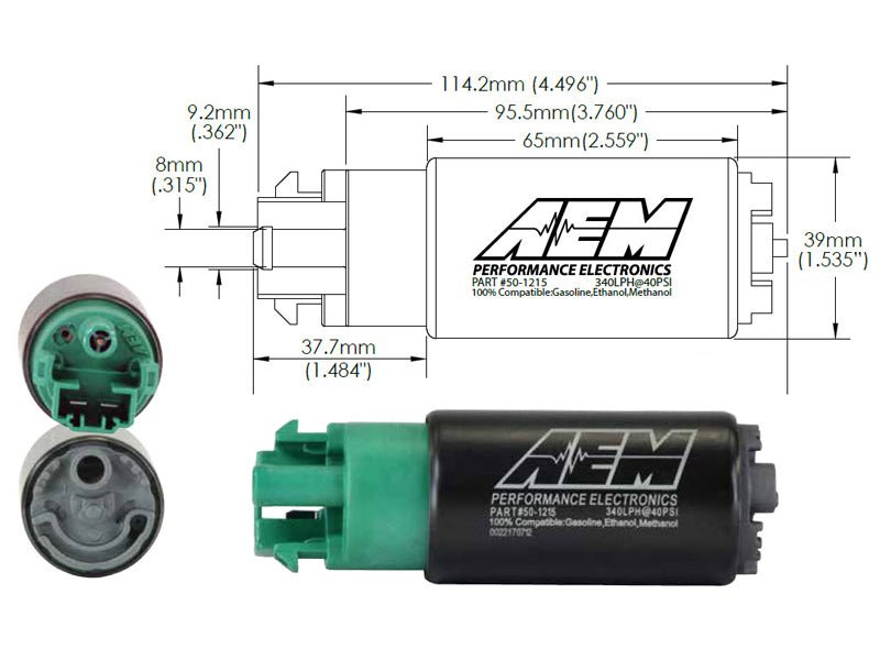 AEM 50-1215 340LPH 65mm Fuel Pump Kit E85 Compatible