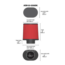 Load image into Gallery viewer, AEM 4.00 inch Dryflow Air Filter Oval 9.00 inch Element - AEM Induction 21-2259DK